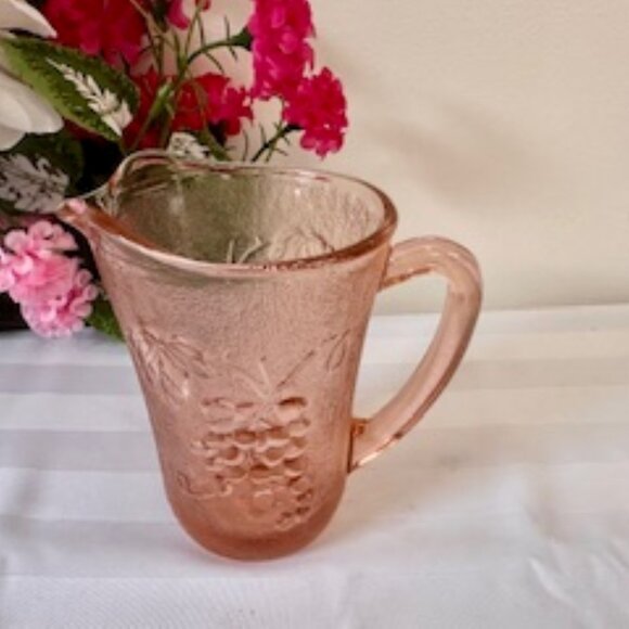 Vintage Pink Depression Glass Creamer Pitcher – 8 oz Soft Blush Milk Jug - Picture 2 of 4